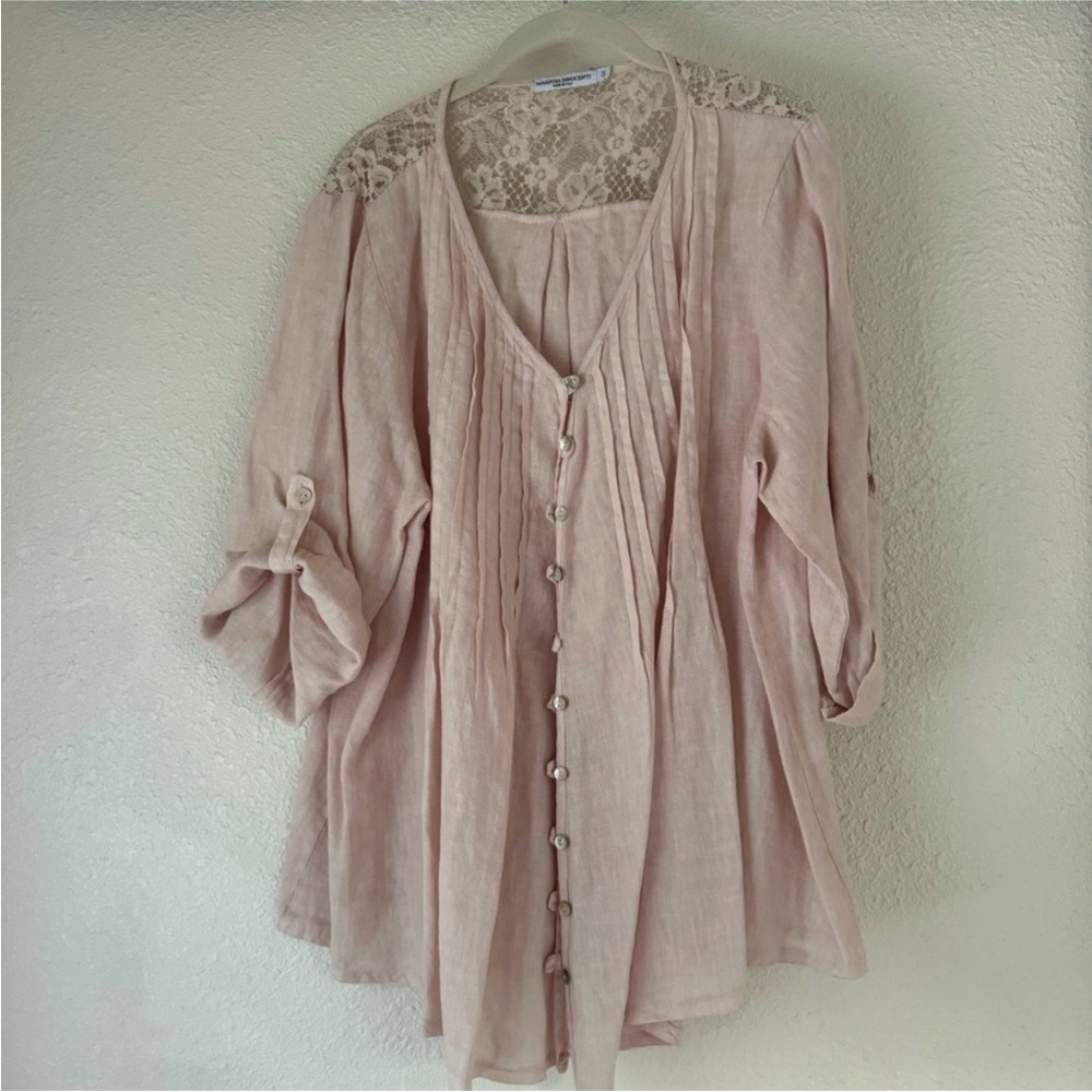 blush pink blouse